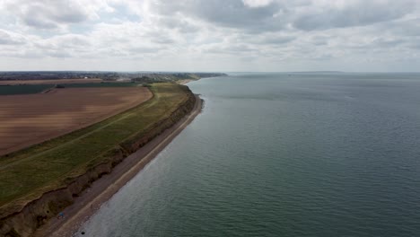 part of the kent coast between reculver and herne bay in kent by drone showing coast erosion