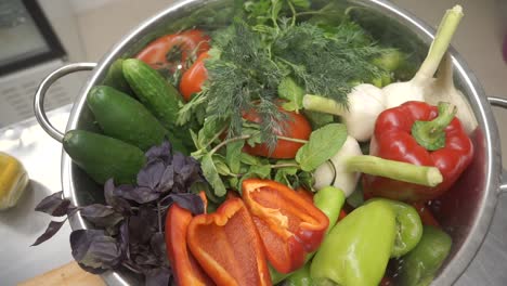 preparing a colorful salad