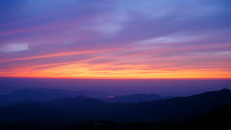 vibrant sunset over mountain silhouettes