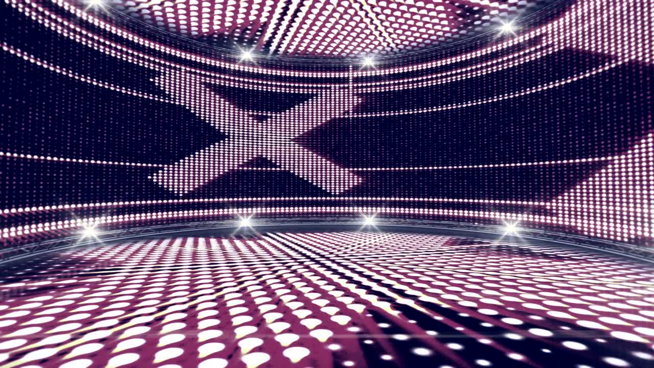 시스템 충돌 텍스트 및 추상적인 미치광이 조명 방에서 전구 애니메이션, 회전, 렌더링, 배경, 루프