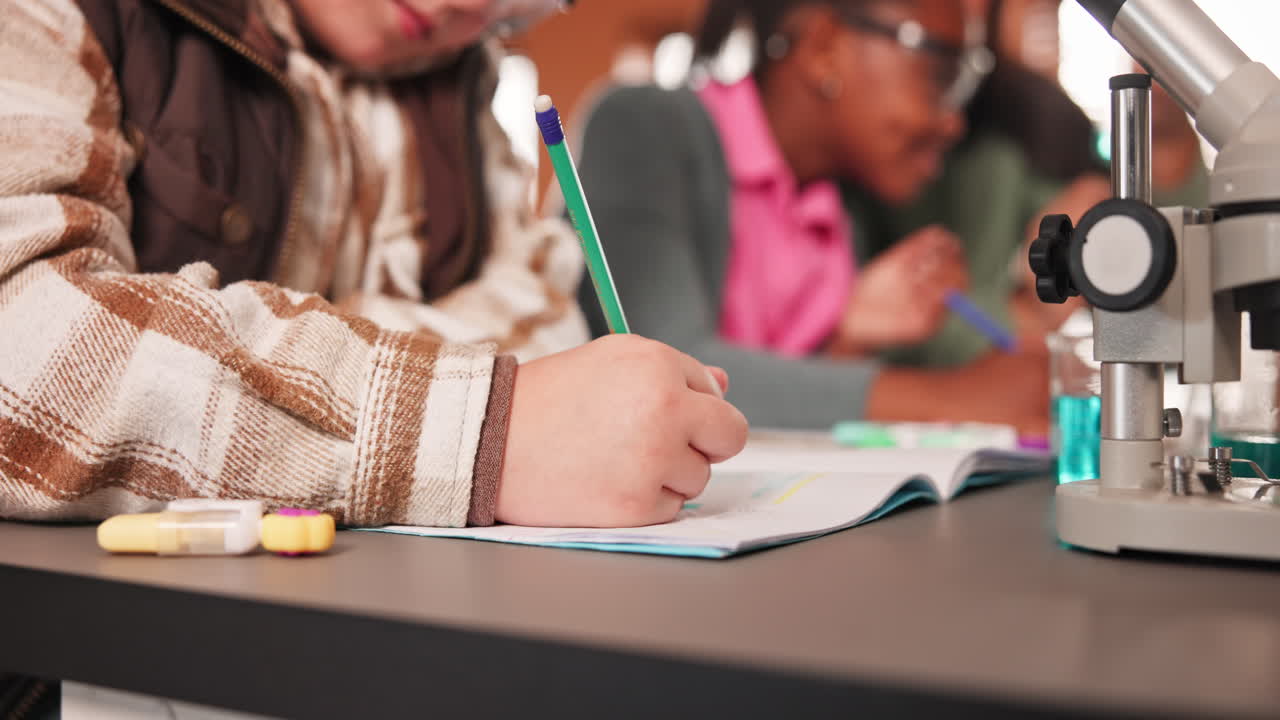 Students doing science experiments in class