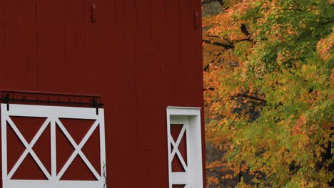 autumn barn and white doors