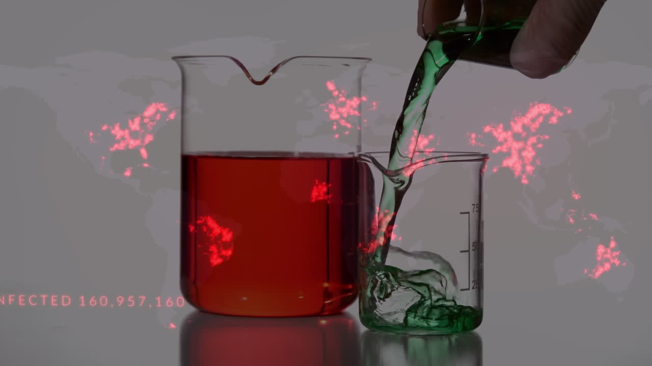 측정 컵 위 에 있는 세계 지도 의 애니메이션