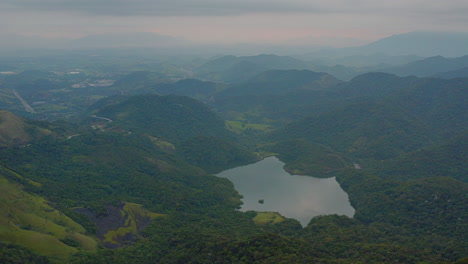 aerial view of forest at lake at petropolis, brazil