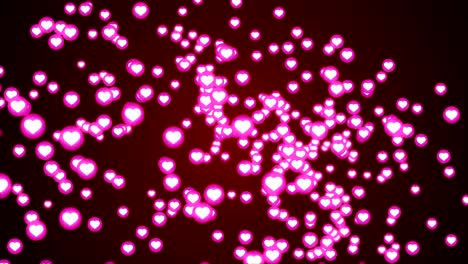 icono de amor de corazón rojo emoción volando gráfico de movimiento en fondo negro. concepto de animación de bucle de vacaciones del día de san valentín.