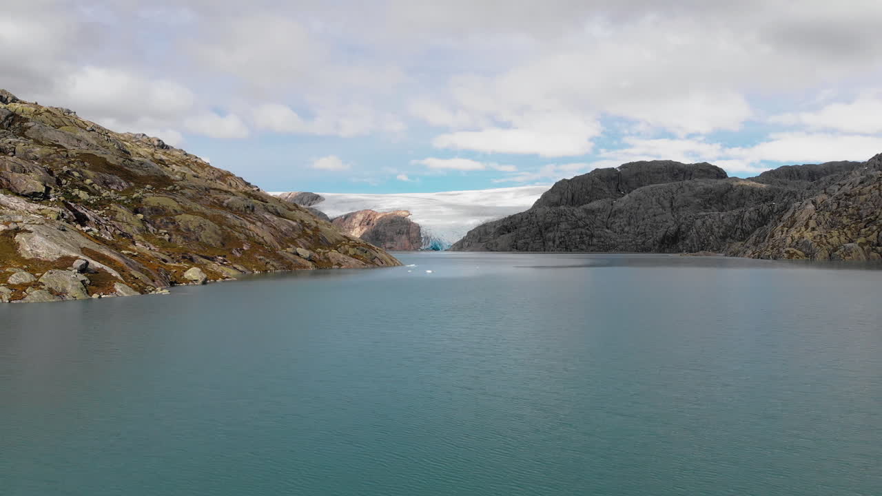 A huge glacier lake in Norway