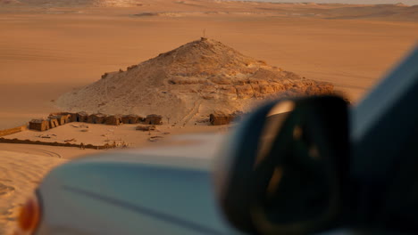 road trip to ruins of an ancient settlement in the sahara desert