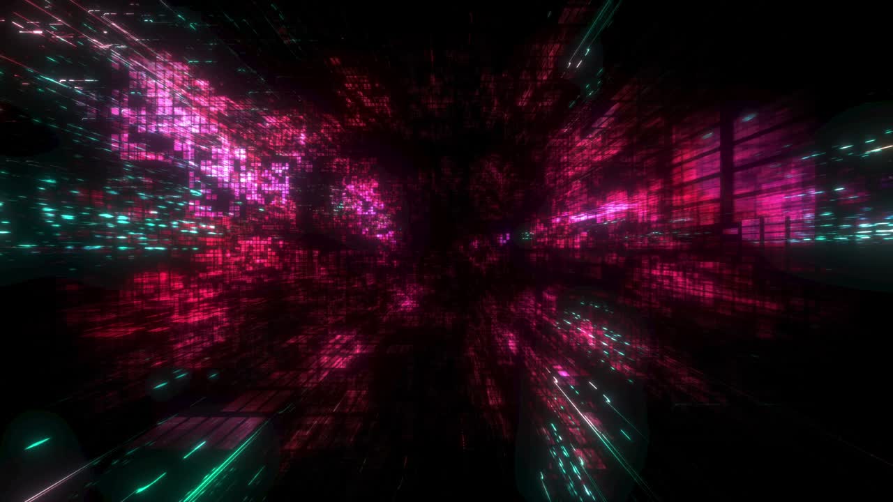 Abstract Festive Red Green Digital Block Space VJ Loop and Background