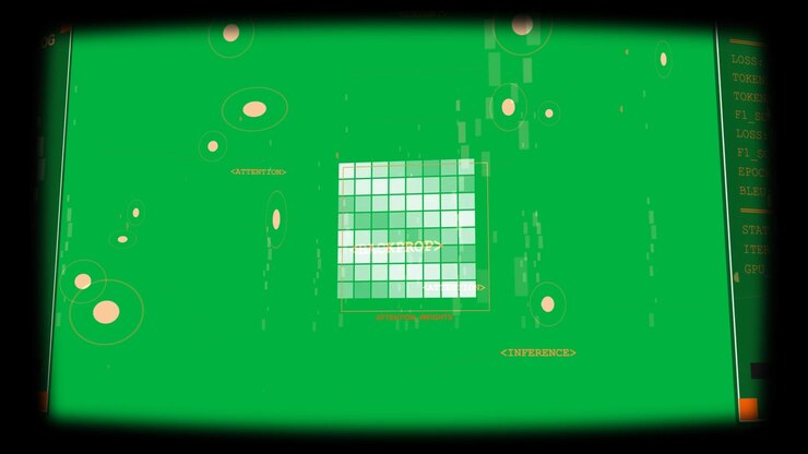 View pulling back center grid lighting panels updating attention map for training transparent bg