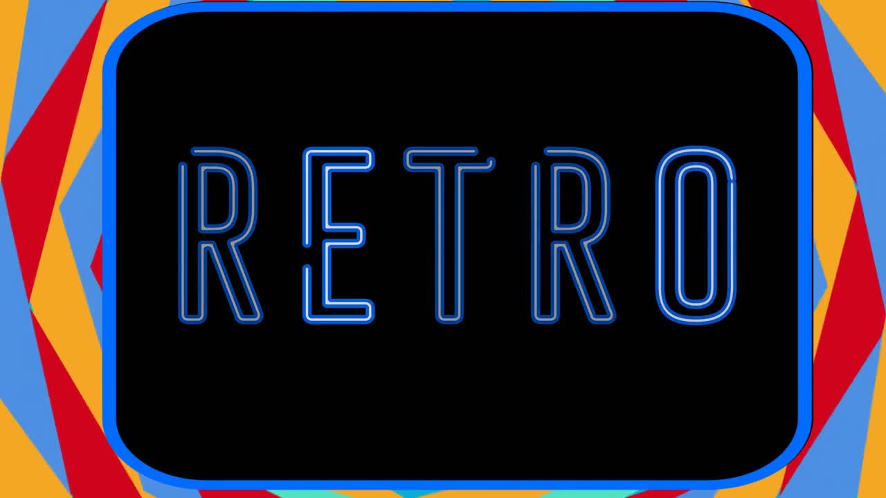 움직이는 모양 위에 레트로 텍스트의 애니메이션