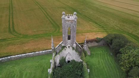 Point-of-interest-aerial-shot-of-Ballynafagh-church-ruins-in-Co