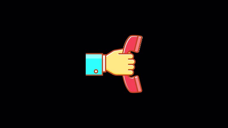 Mano animata che tiene una cornetta telefonica rossa