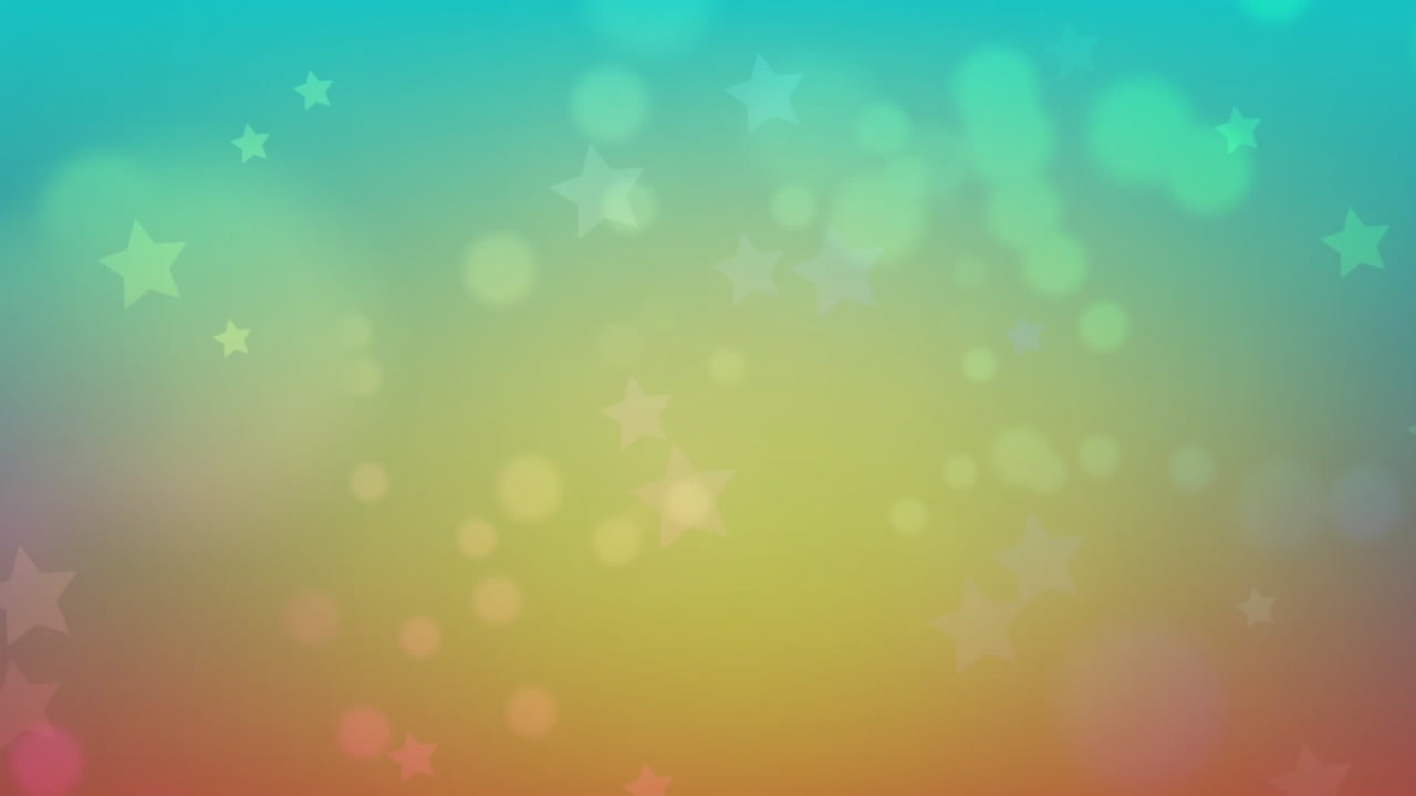 Animation of light spots and stars on colourful background