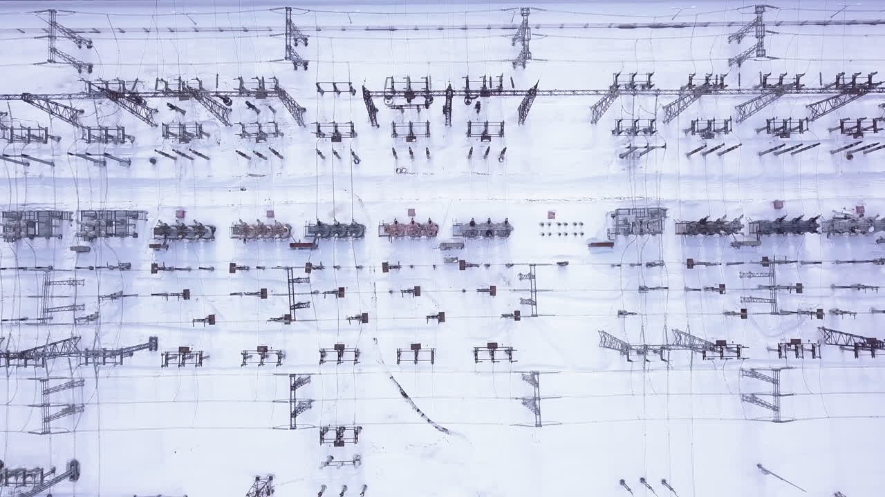 눈 인 전력 서브 스테이션 의 공중 사진