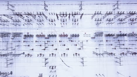 Aerial View of a Snowy Power Substation