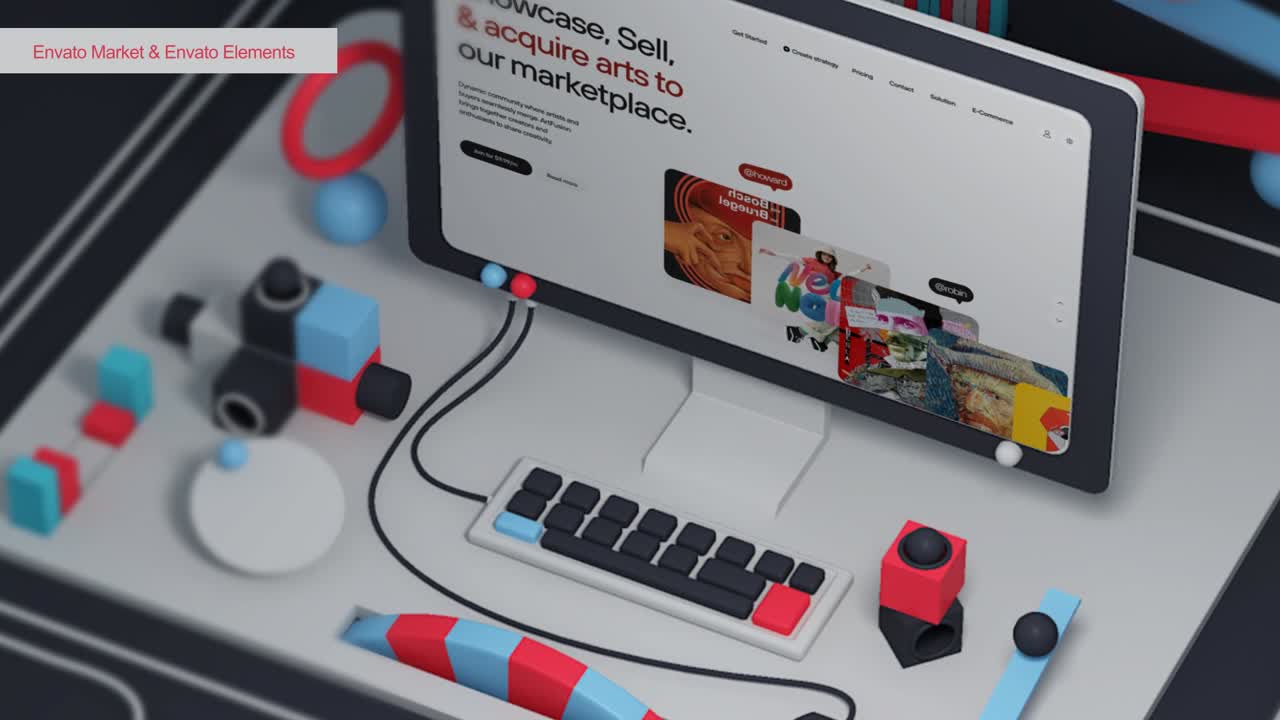 Abstract 3D Computer Desktop Scenes