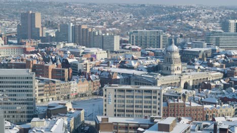 Aerial-establishing-shot-of-Nottingham-city-centre-town