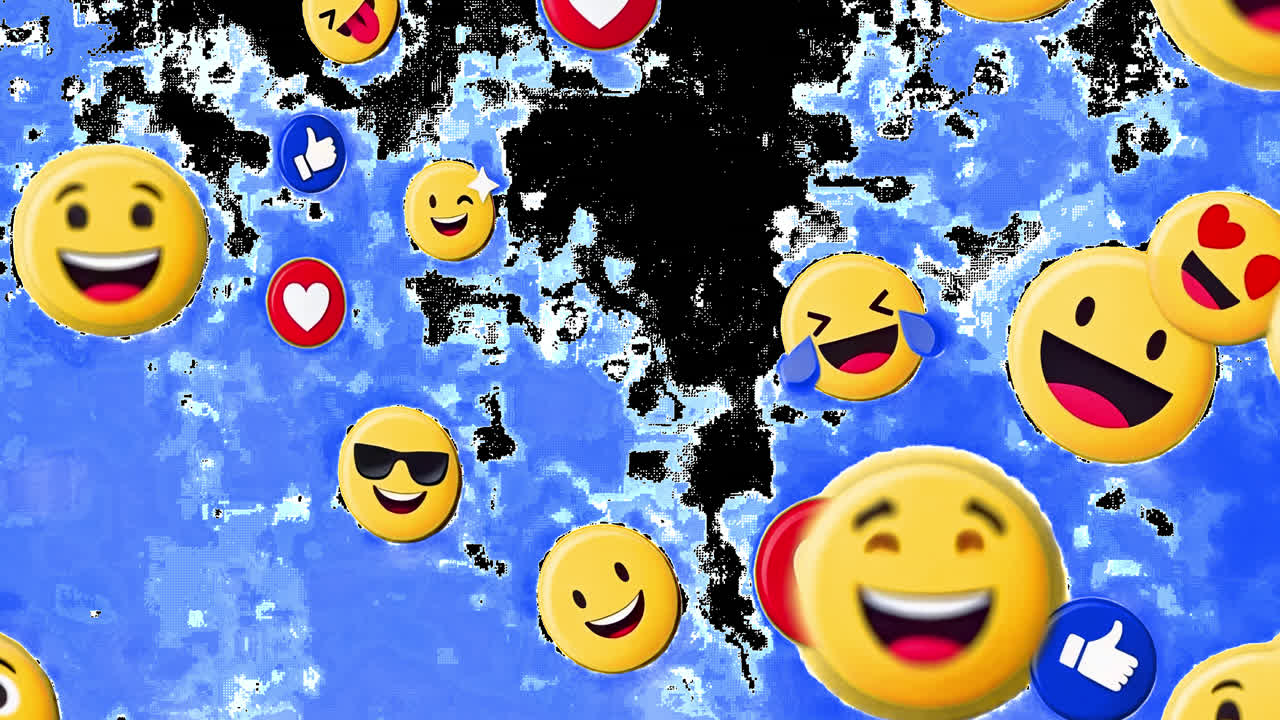 Colorful emojis floating joyfully animation isolated asset, transparent 4K video, alpha channel