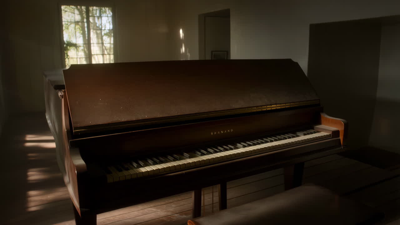 Old Upright Piano in a Sunlit Room