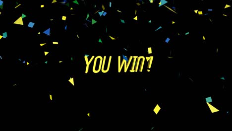 you win motion graphics animation on black background. seamless loop animated background.