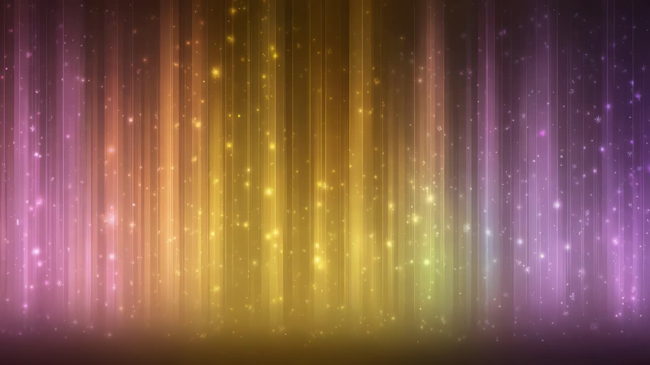 Stunning Visual Transition of Colorful Light Stripes and Sparkling Stars Gradually Changing from Warm to Cool Tones in a Mesmerizing Scene