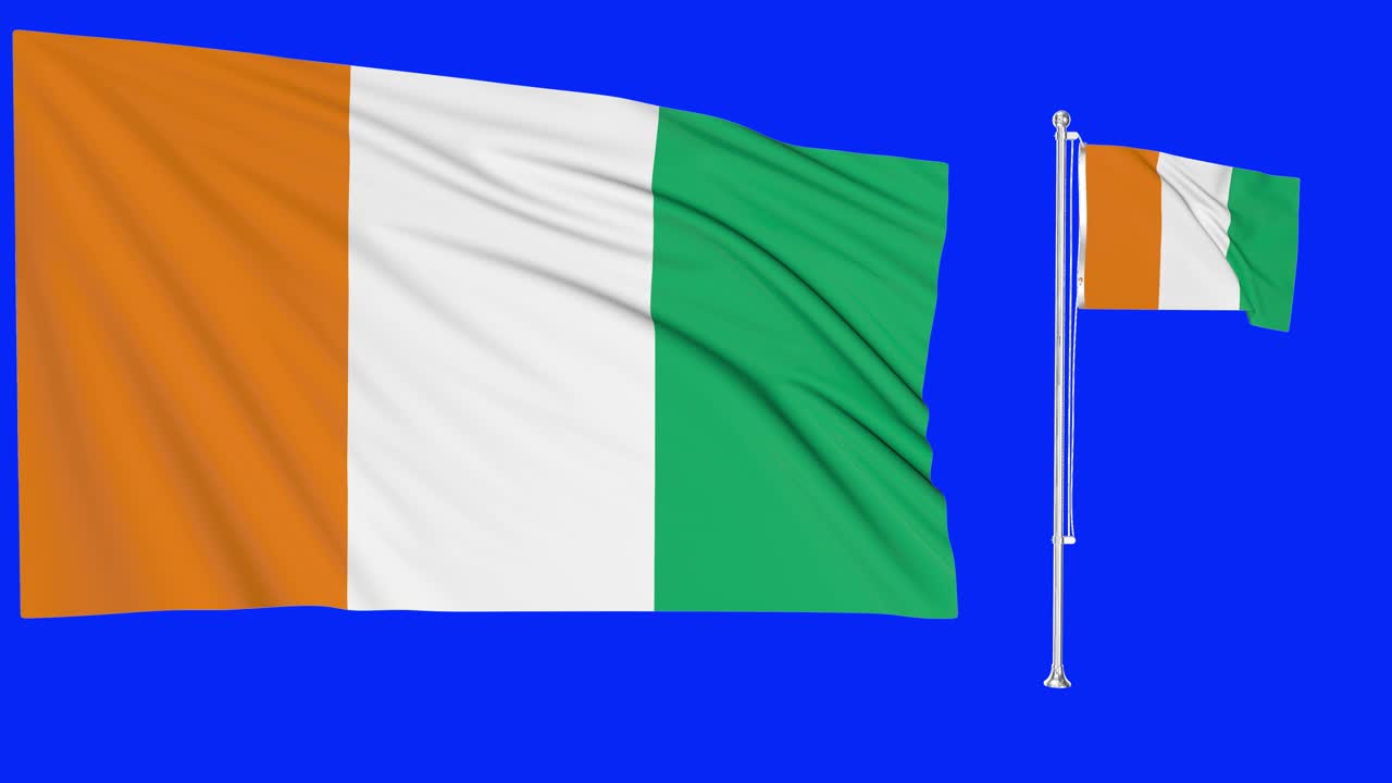 pantalla verde ondeando la bandera o el asta de la costa di vore