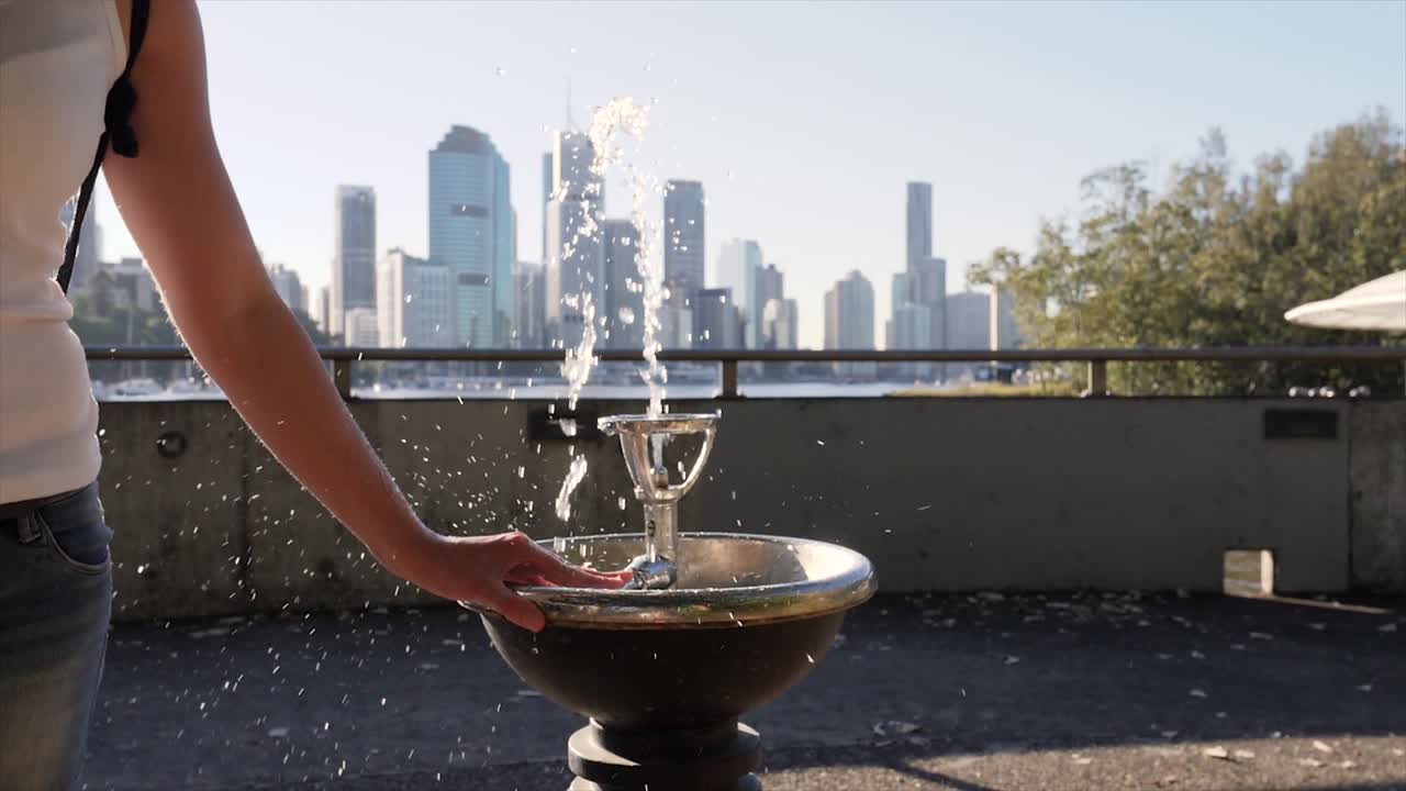 호주 브리즈번 도심을 배경으로 한 식수대