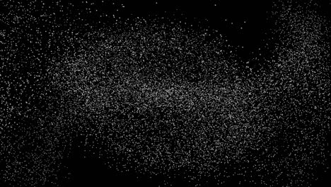 el polvo blanco abstracto, girando suavemente sobre un fondo negro.