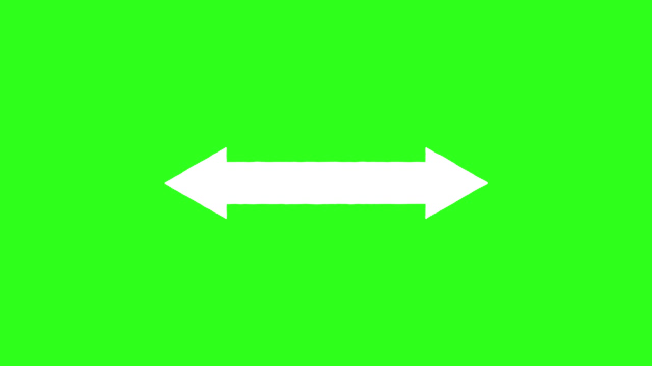 White double-headed arrow smoothly expands and contracts on vibrant green background, seamless loop, centered composition