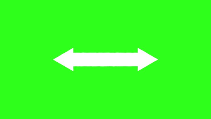 Doppia freccia bianca a due punte che si espande e si contrae delicatamente su uno sfondo verde intenso, loop senza interruzioni, composizione centrata