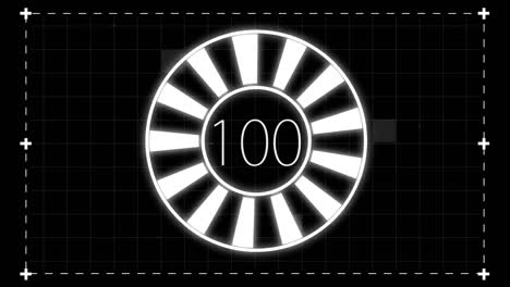 digital animation of countdown from 0 to 100 on black background