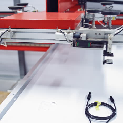 contemporary robotic equipment in a factory. process of making new details inside a modern industrial plant. close-up.