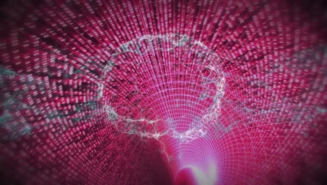 Animation-of-human-brain-over-pink-digital-tunnel