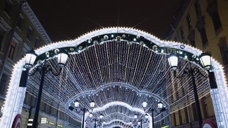 festive christmas street decorations at night