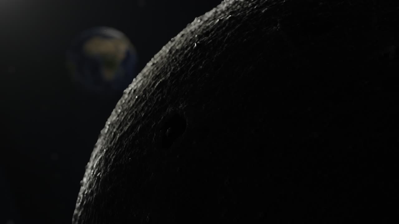 близкая луна в галактике с размытым миром.