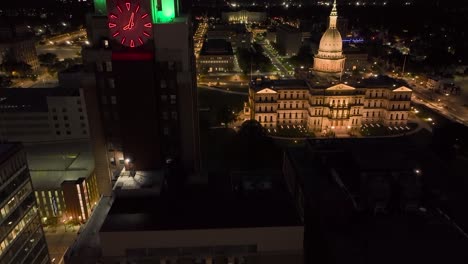 Night-tilt-up-4K-Aerial-Boji-Tower-and-Capitol