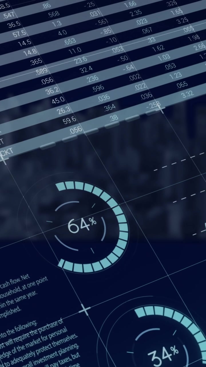 Animation of financial data processing over landscape