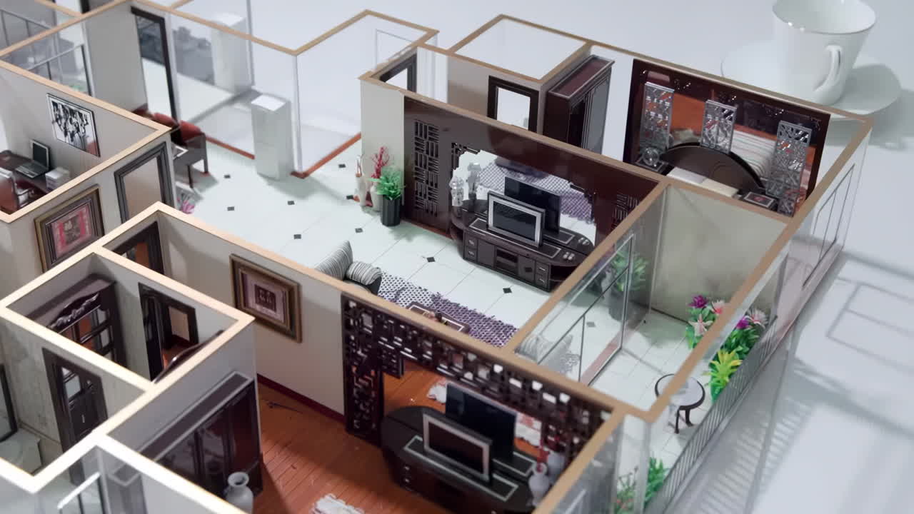 New architecture development project, modern house architectural model with detailed interior layout, representing real estate design, luxury home renovation