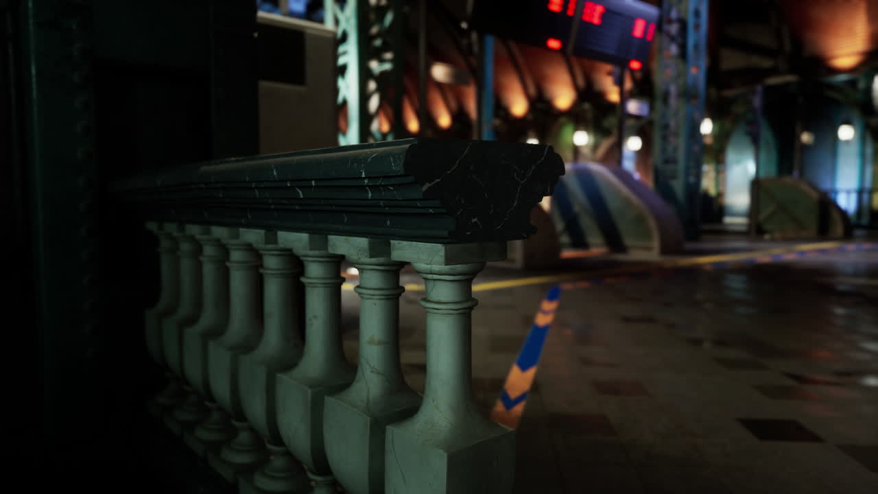 레일링이 있는 기차역 플랫폼