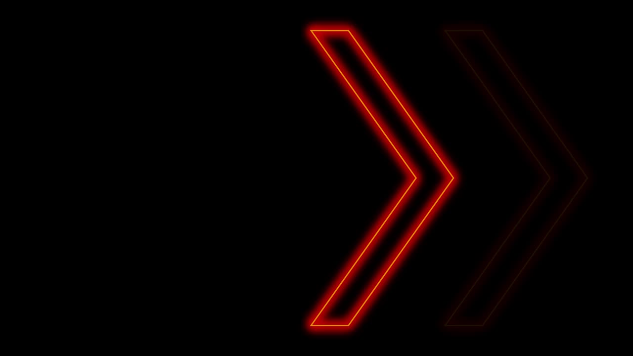 la dirección de la flecha de luz roja de neón de 4k en el blackgroud negro