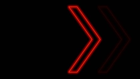 4k neon red light arrow direction on black blackgroud