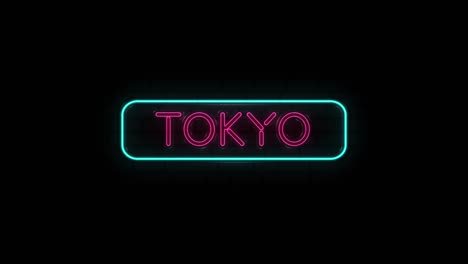 texto de neón del nombre de la ciudad de tokio sobre fondo negro. 4k