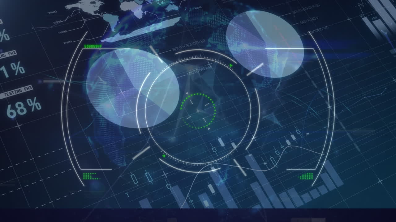 vídeo del procesamiento de datos financieros sobre un fondo oscuro