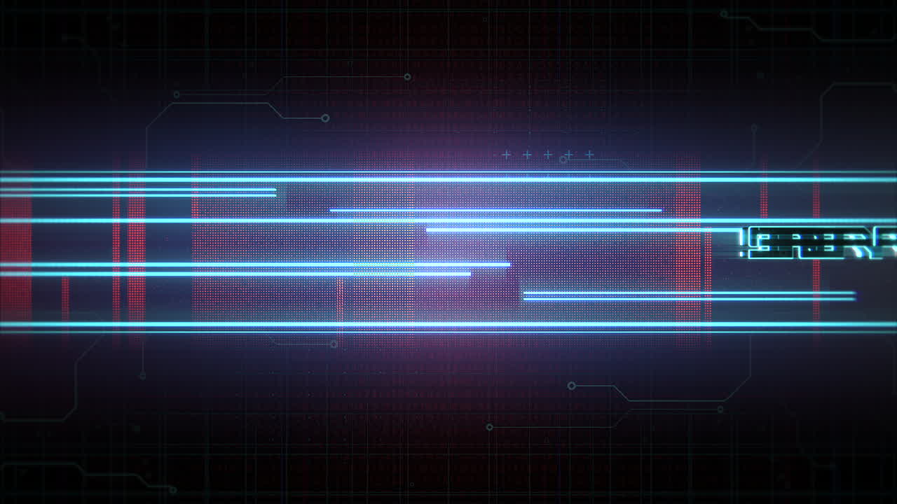 Animation text Merry Christmas and cyberpunk animation background with computer matrix and neon lines 1