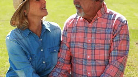 pareja de ancianos hablando entre sí mientras se toman de las manos