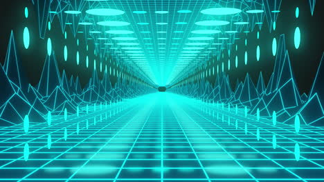 animación de manchas de neón verdes sobre el túnel digital.