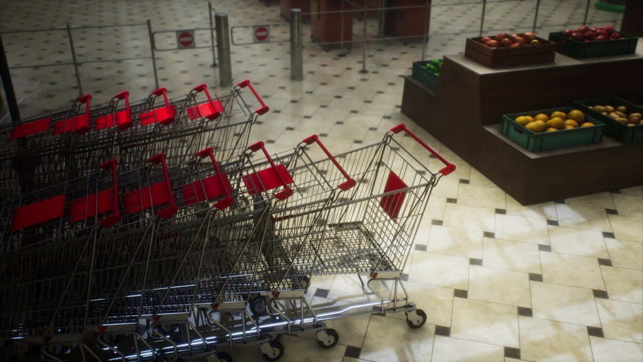 코로나19 코로나바이러스 전염병으로 인해 폐쇄된 비어있는 슈퍼마켓