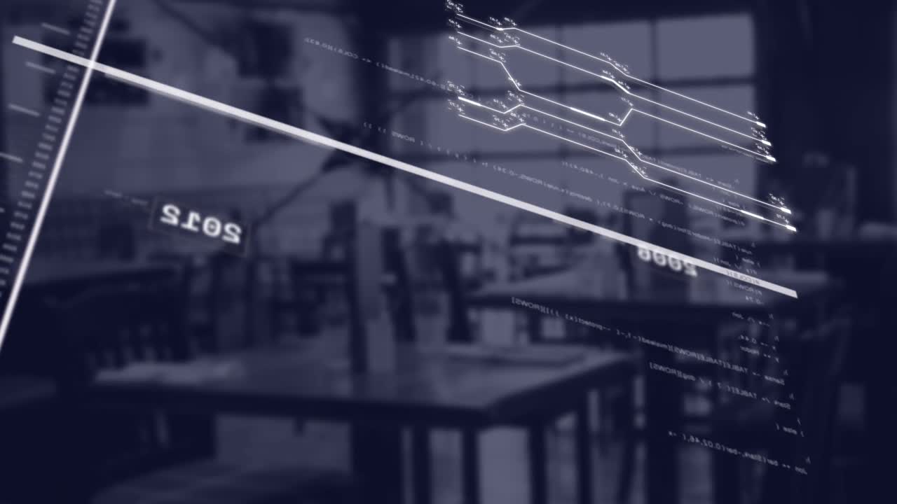 사무실의 비어있는 카페에 대한 데이터 처리와의 인터페이스의 애니메이션