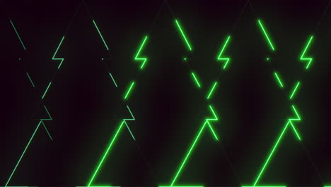 glowing green zigzag bright triangles illuminate dark background