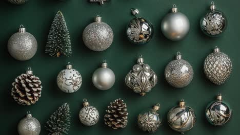 arreglo de adornos de navidad en fondo verde